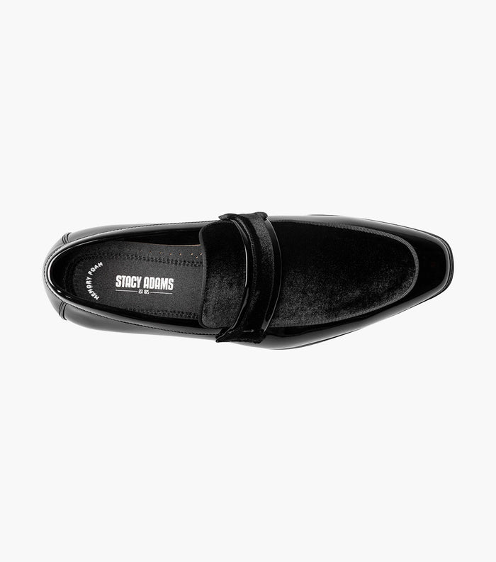 Stacy Adams Spratley Black Velour Patent Moc Toe Loafers - Upscale Men's Fashion