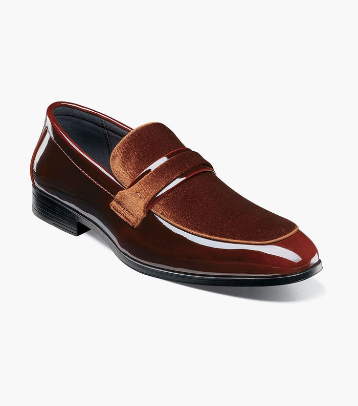 Stacy Adams Spratley Brown Velour Patent Moc Toe Loafers - Upscale Men's Fashion