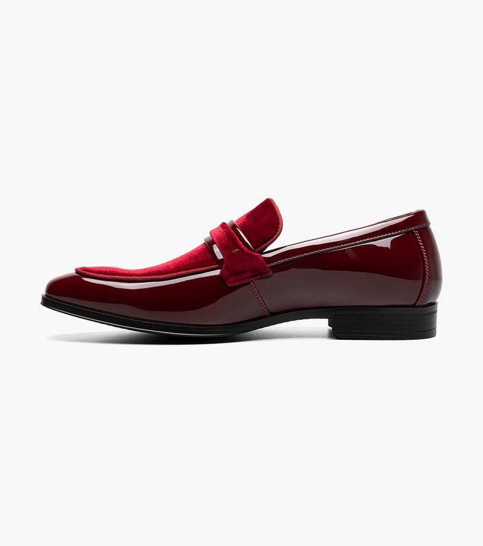 Stacy Adams Spratley Burgundy Velour Patent Moc Toe Loafers - Upscale Men's Fashion
