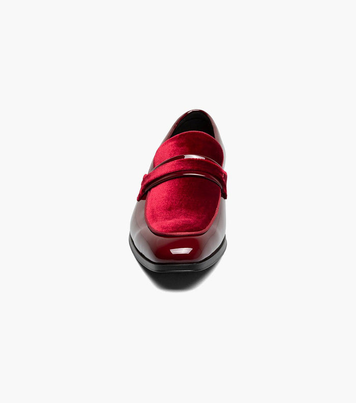 Stacy Adams Spratley Burgundy Velour Patent Moc Toe Loafers - Upscale Men's Fashion