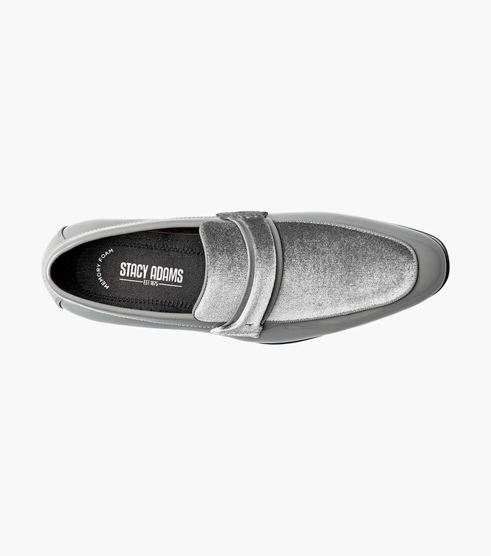Stacy Adams Spratley Gray Velour Patent Moc Toe Loafers - Upscale Men's Fashion