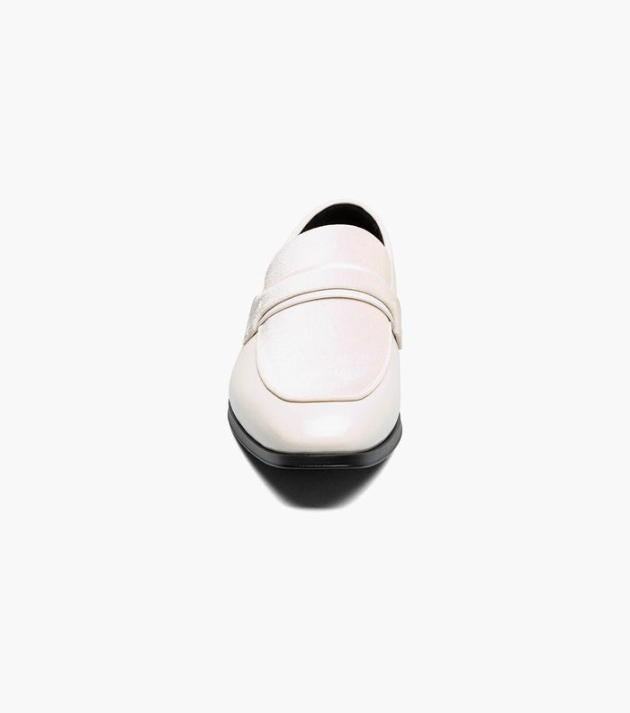 Stacy Adams Spratley Ivory Velour Patent Moc Toe Loafers - Upscale Men's Fashion