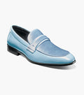 Stacy Adams Spratley Light Blue Velour Patent Moc Toe Loafers - Upscale Men's Fashion