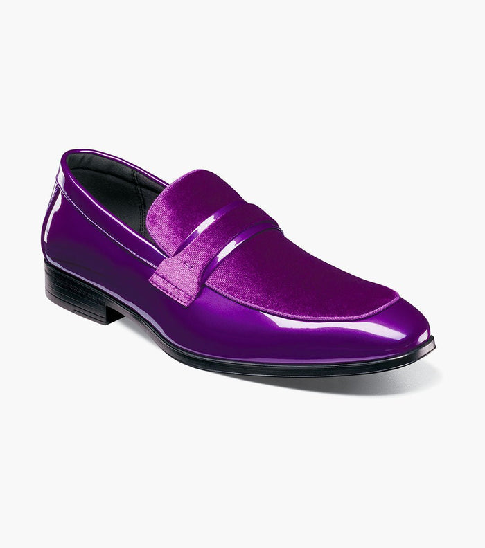 Stacy Adams Spratley Purple Velour Patent Moc Toe Loafers - Upscale Men's Fashion