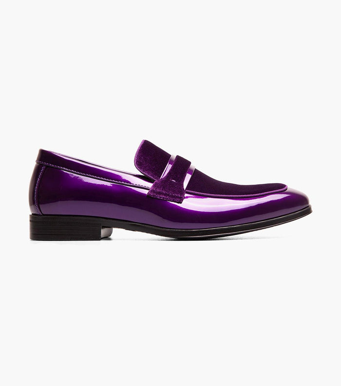 Stacy Adams Spratley Purple Velour Patent Moc Toe Loafers - Upscale Men's Fashion