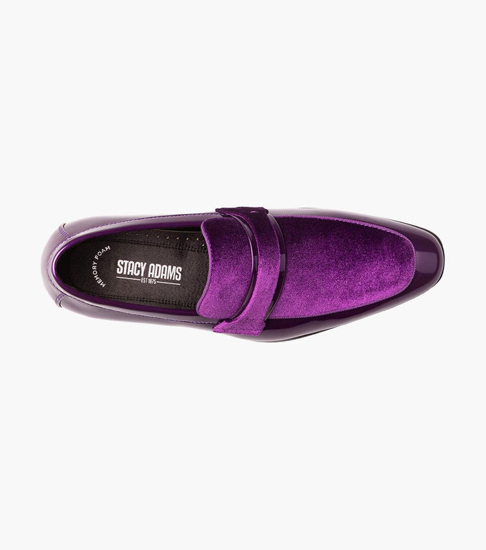Stacy Adams Spratley Purple Velour Patent Moc Toe Loafers - Upscale Men's Fashion