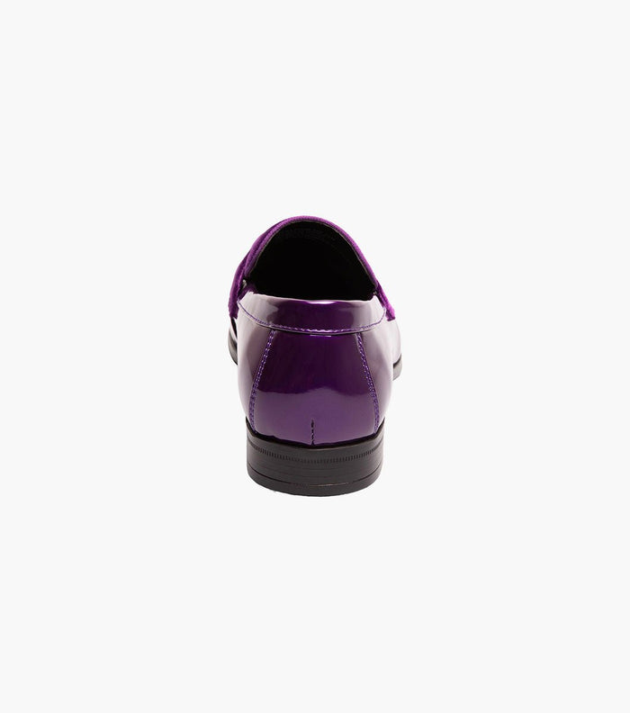 Stacy Adams Spratley Purple Velour Patent Moc Toe Loafers - Upscale Men's Fashion