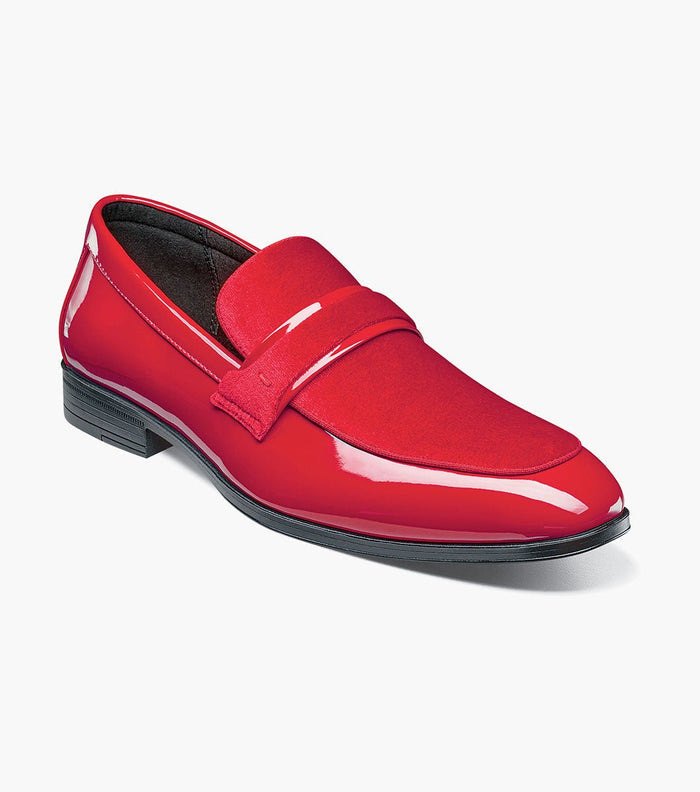 Stacy Adams Spratley Red Velour Patent Moc Toe Loafers - Upscale Men's Fashion