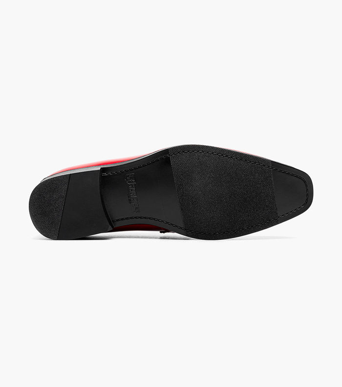 Stacy Adams Spratley Red Velour Patent Moc Toe Loafers - Upscale Men's Fashion