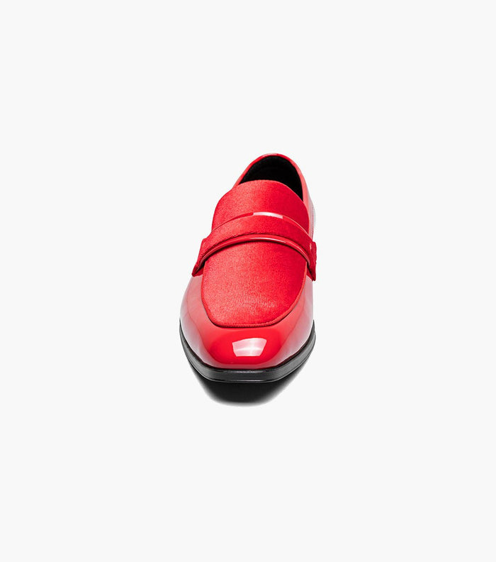 Stacy Adams Spratley Red Velour Patent Moc Toe Loafers - Upscale Men's Fashion