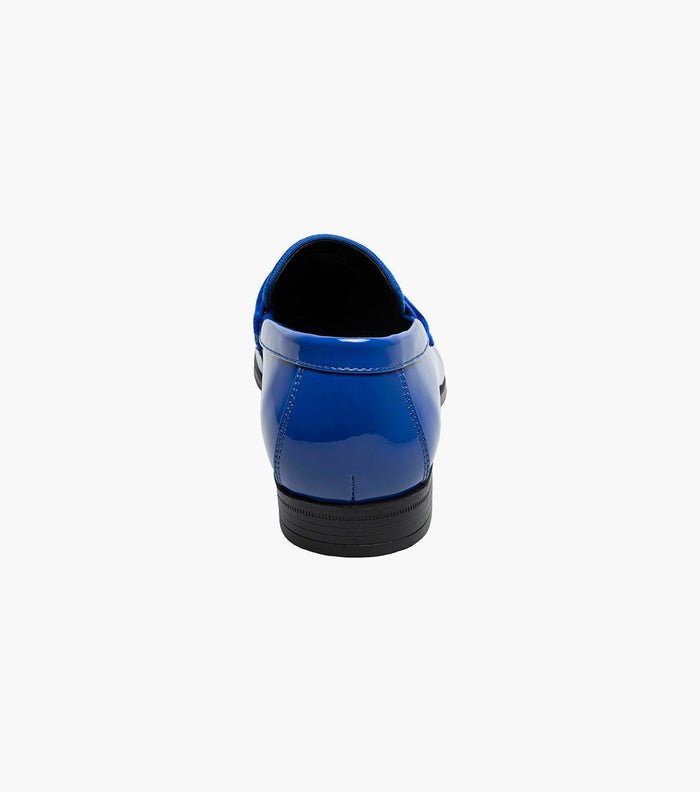 Stacy Adams Spratley Royal Blue Velour Patent Moc Toe Loafers - Upscale Men's Fashion