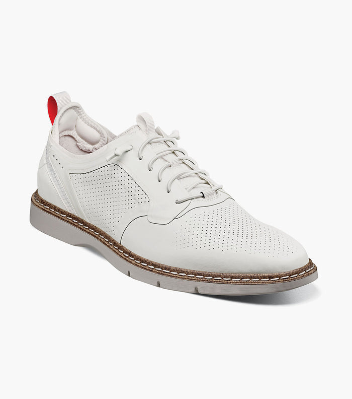Stacy Adams Synchro Plain Toe Elastic Lace Up - White - Upscale Men's Fashion
