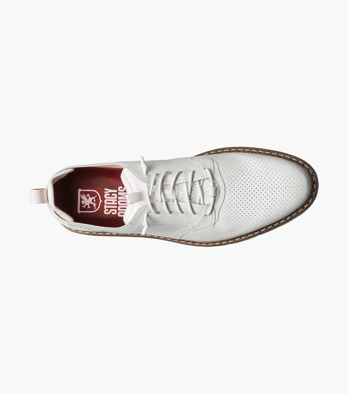 Stacy Adams Synchro Plain Toe Elastic Lace Up - White - Upscale Men's Fashion