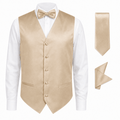 Tan Satin Tuxedo Vest Set - Upscale Men's Fashion