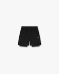 Front product image of mens black shorts on a plain white background | Team 247 2-In-1 Shorts in Black | 2-in-1 shorts with sleek design | 247 Shorts | Represent Clo