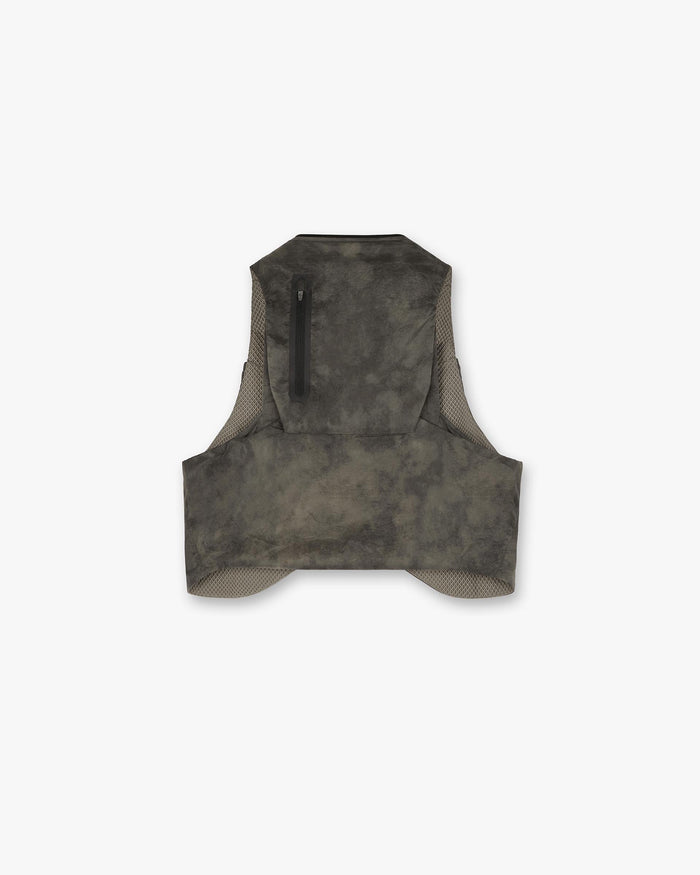 Back product image of a mens chest rig in terrain colour on a plain white background | Team 247 Chest Rig in Terrain | Mesh outer chest rig with magnetic buckles and pockets | 247 Accessories | Represent Clo