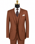 Torino Collection – Men’s Regular Fit Three-Piece Suit with Vest in Solid Cognac - Upscale Men's Fashion