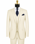 Torino Collection – Men’s Regular Fit Three-Piece Suit with Vest in Solid Ivory - Upscale Men's Fashion
