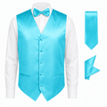Turquoise Satin Tuxedo Vest Set - Upscale Men's Fashion