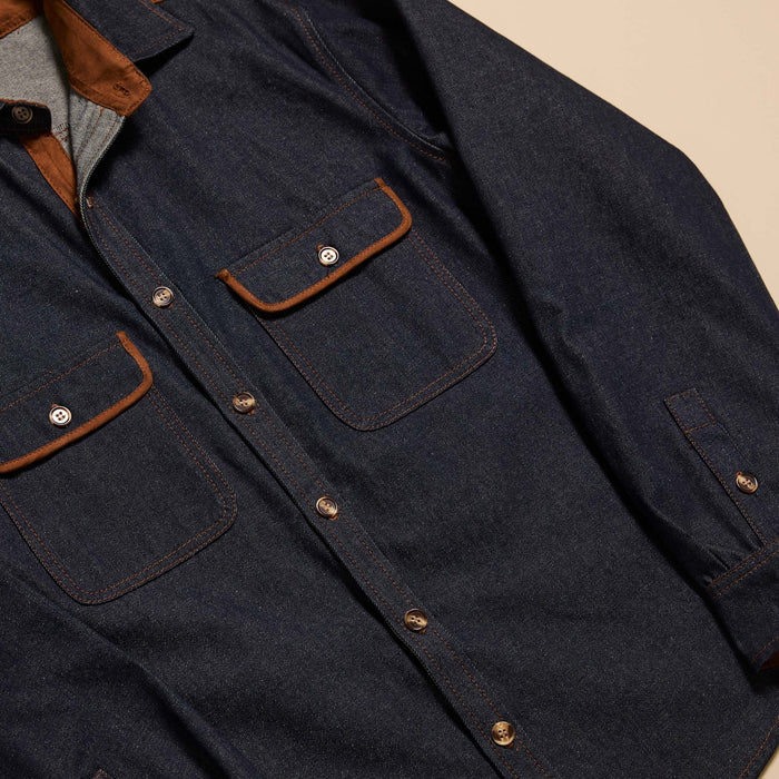 Two Piece Denim Set with Suede Trim Regular Fit - Upscale Men's Fashion