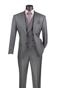 Vellaro Collection-Charcoal Modern Fit 3-Piece Suit with Lapel Vest & Adjustable Pants - Upscale Men's Fashion