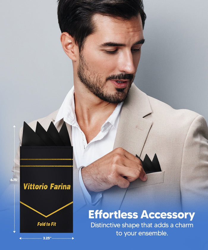 Vittorio Farina Men's Pre-Folded Pocket Square: Four-Point - Upscale Men's Fashion