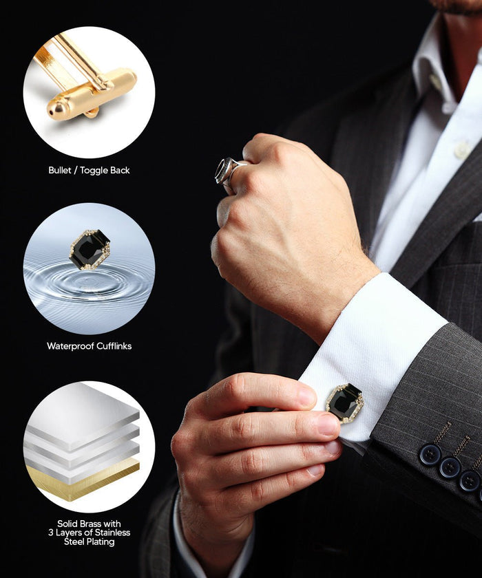 Vittorio Vico – Rectangular Diamond-Flanked Crystal Cufflinks - Upscale Men's Fashion