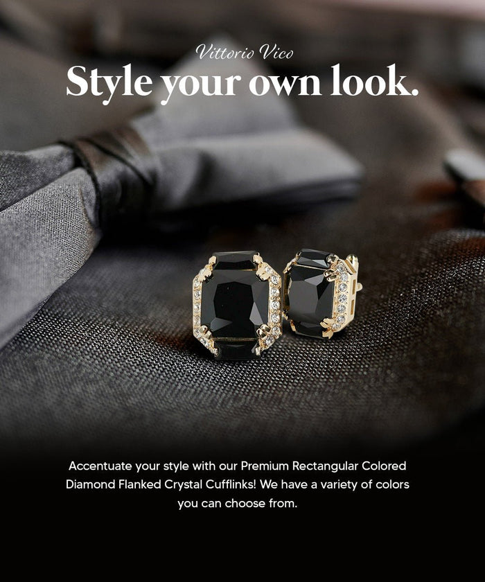 Vittorio Vico – Rectangular Diamond-Flanked Crystal Cufflinks - Upscale Men's Fashion