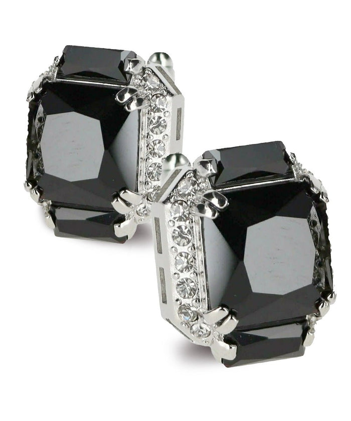 Vittorio Vico – Rectangular Diamond-Flanked Crystal Cufflinks - Upscale Men's Fashion
