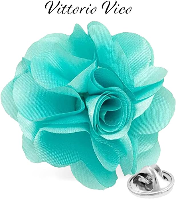 Vittorio Vico Unisex Satin Solid Flower Lapel Pin - Upscale Men's Fashion