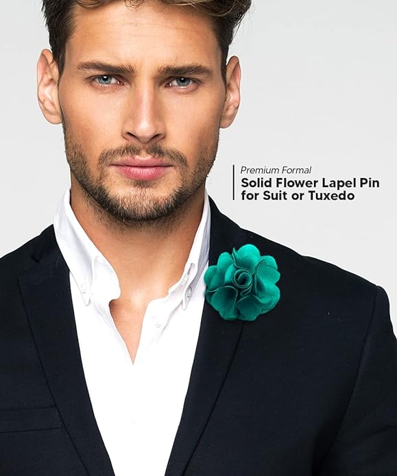 Vittorio Vico Unisex Satin Solid Flower Lapel Pin - Upscale Men's Fashion