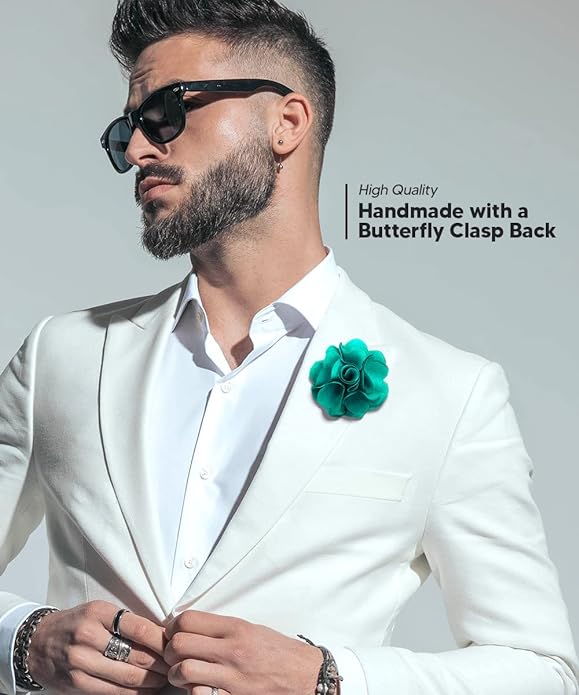 Vittorio Vico Unisex Satin Solid Flower Lapel Pin - Upscale Men's Fashion