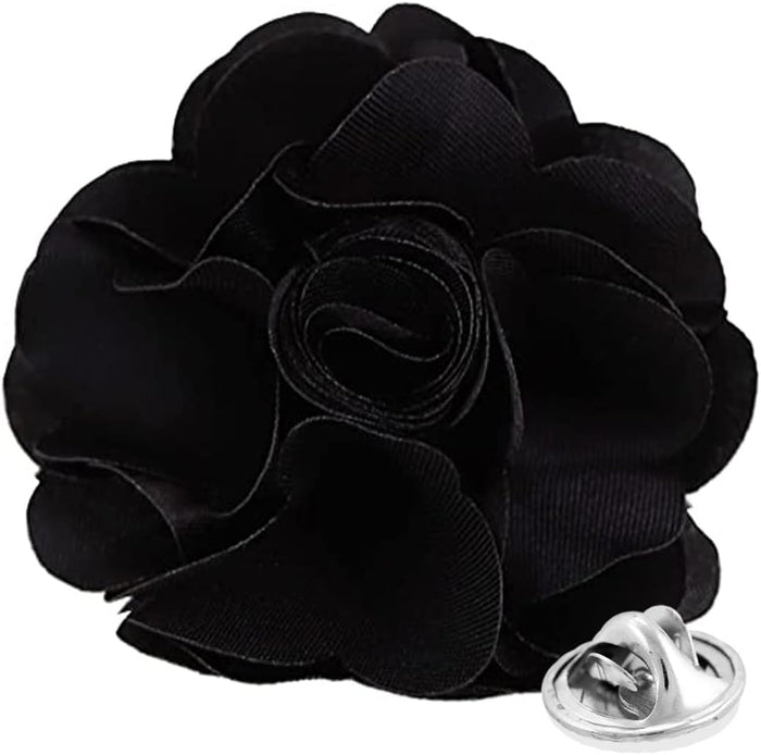 Vittorio Vico Unisex Satin Solid Flower Lapel Pin - Upscale Men's Fashion