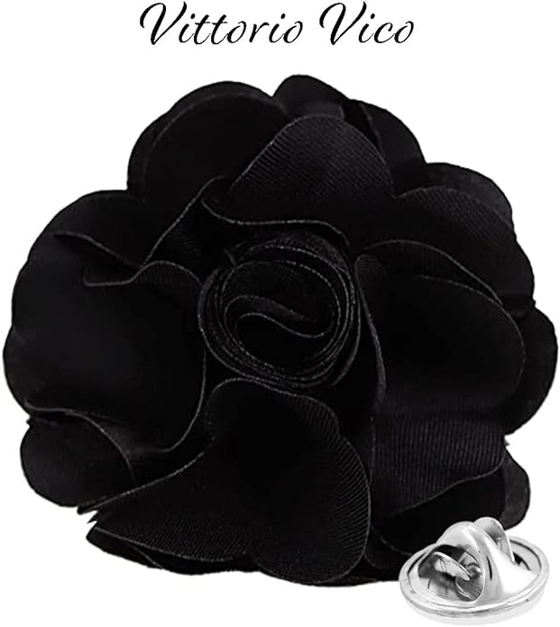 Vittorio Vico Unisex Satin Solid Flower Lapel Pin - Upscale Men's Fashion