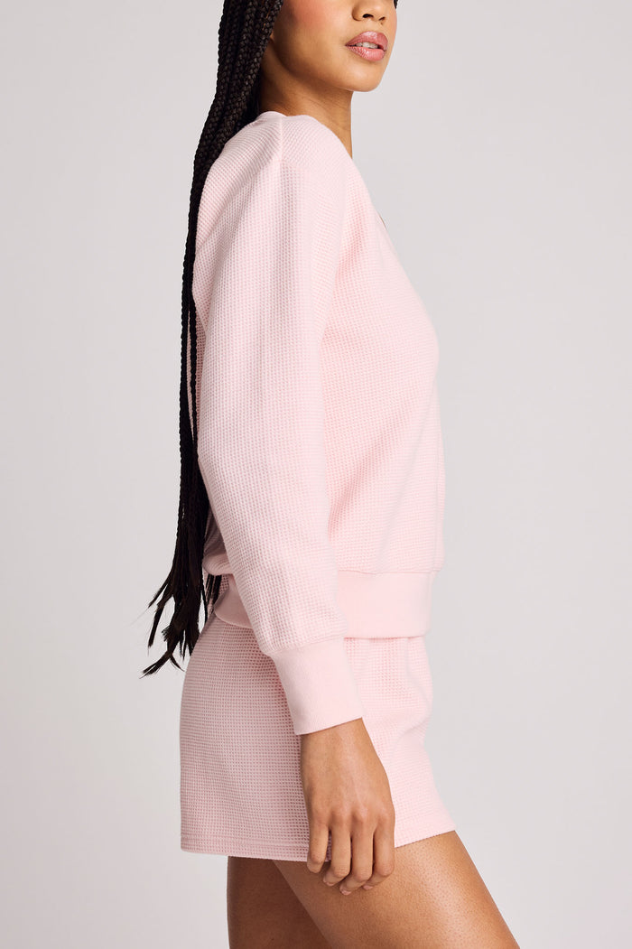 Waffle Knit Deep V in Shell