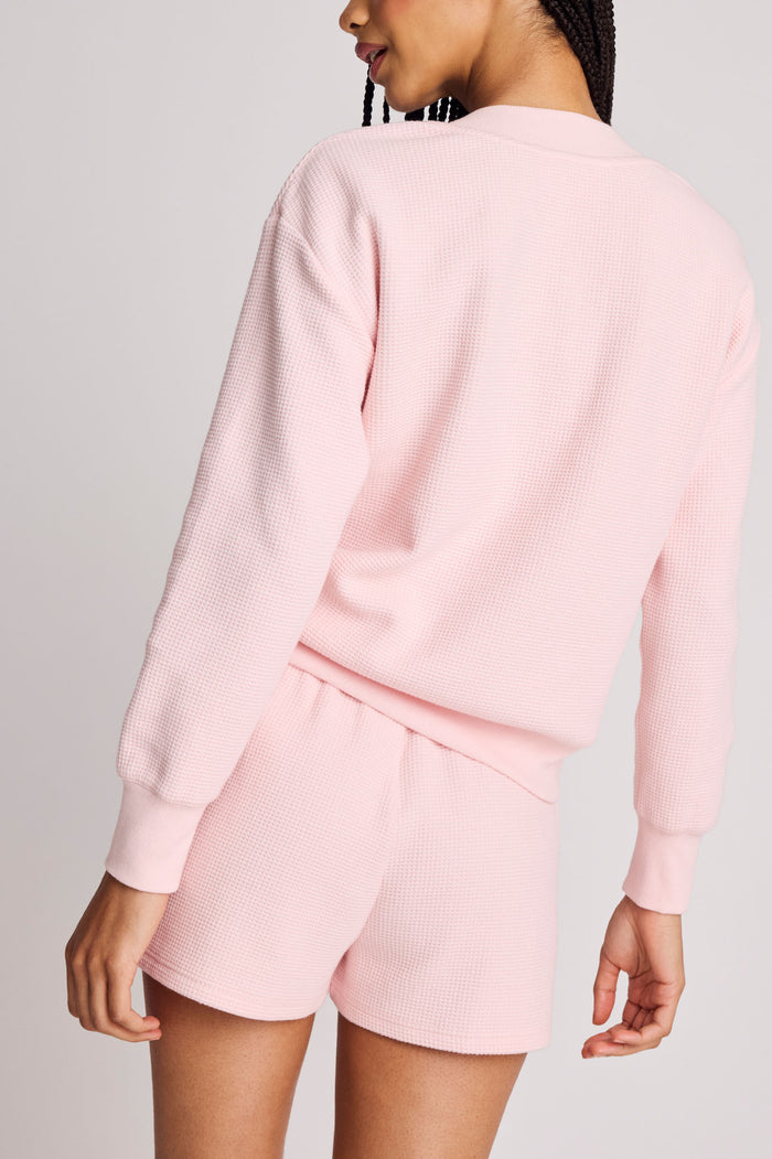 Waffle Knit Deep V in Shell