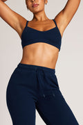 Waffle Knit Lounge Bralette in Navy