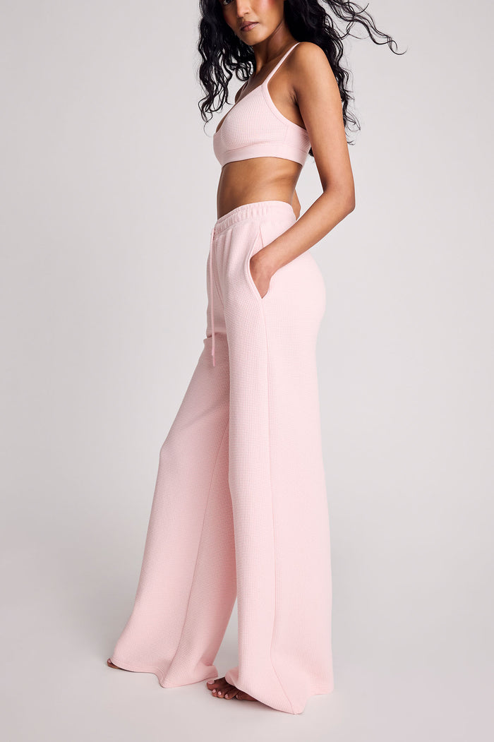 Waffle Knit Track Pant in Shell