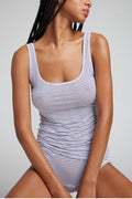 Whipped A-Top striped tank top with racerback straps, white and navy blue