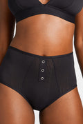 Drop-needle stitch creates a subtle, vertical stripe effect [Aube XS]