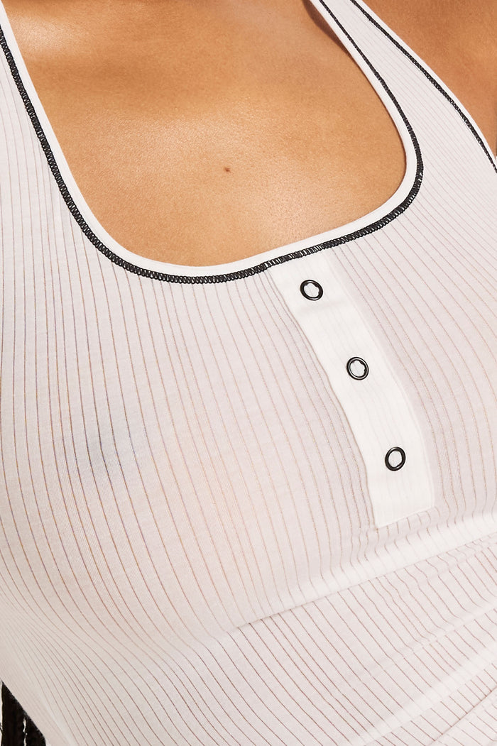Whipped Racerback Tank in White + Black