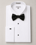 White Pointed Collar Pleated Tuxedo Shirt - Upscale Men's Fashion