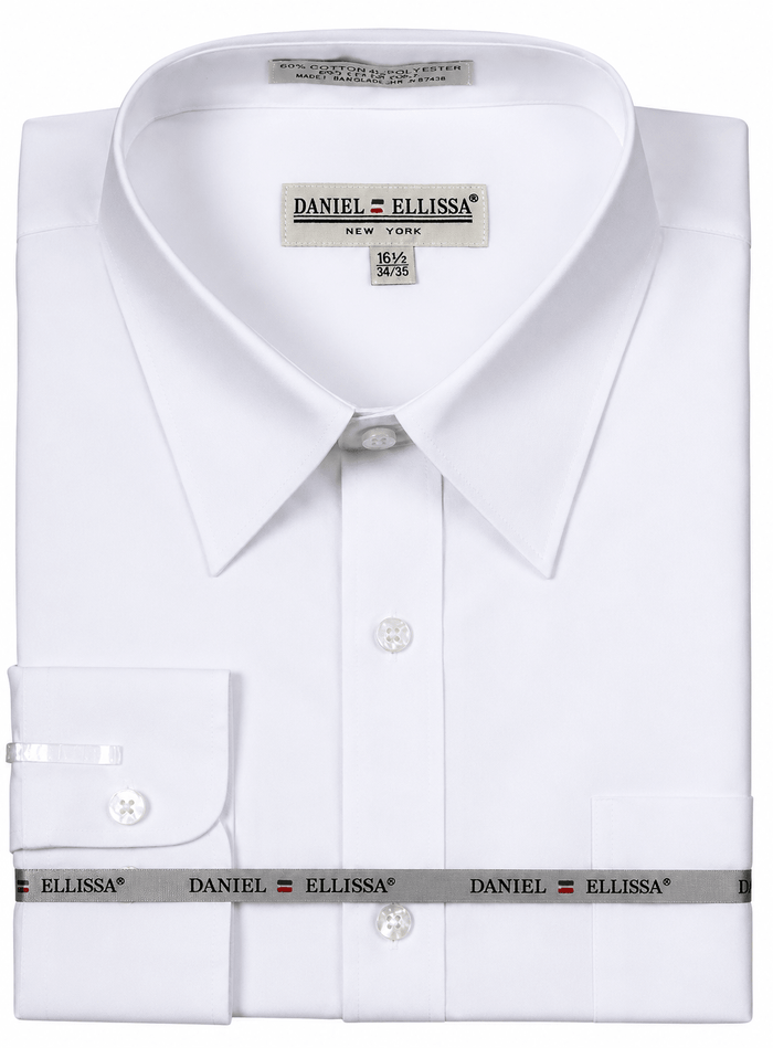 White Regular Fit Dress Shirt with Convertible Cuffs - Upscale Men's Fashion