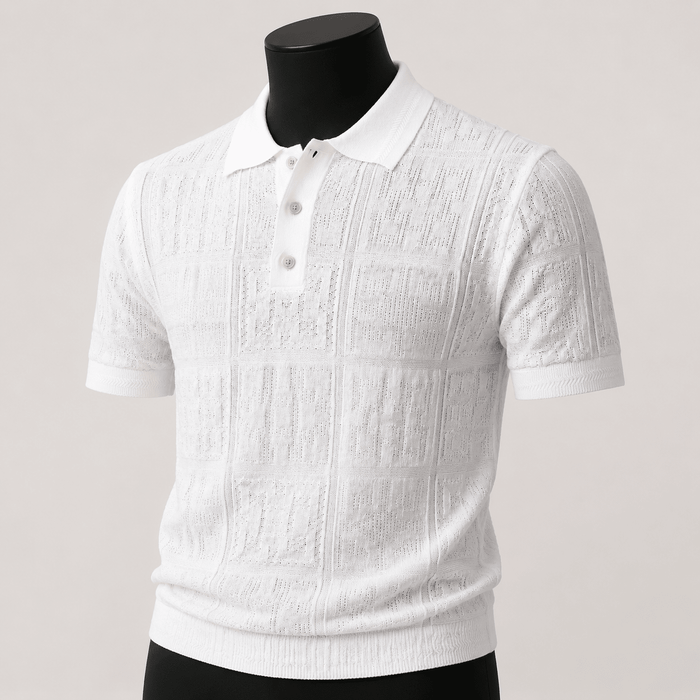 White Regular Fit Short Sleeve Knit Polo - Upscale Men's Fashion
