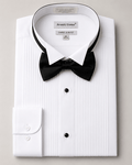 White Slim Fit Pleated Tuxedo Shirt - Upscale Men's Fashion
