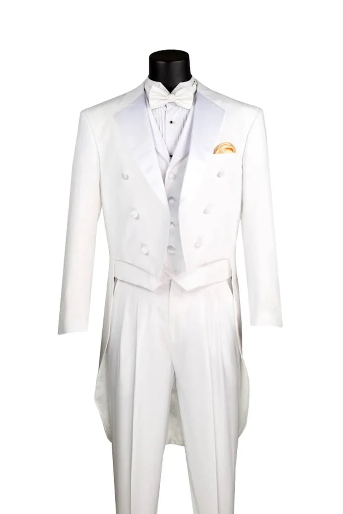 White Tails Tuxedo 3-Piece Regular Fit Suit – Maestro Collection - Upscale Men's Fashion