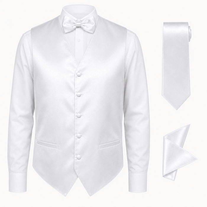 White Tuxedo Vest Set - Upscale Men's Fashion