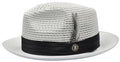 White with Black Band Fedora Braided Straw Hat - Upscale Men's Fashion