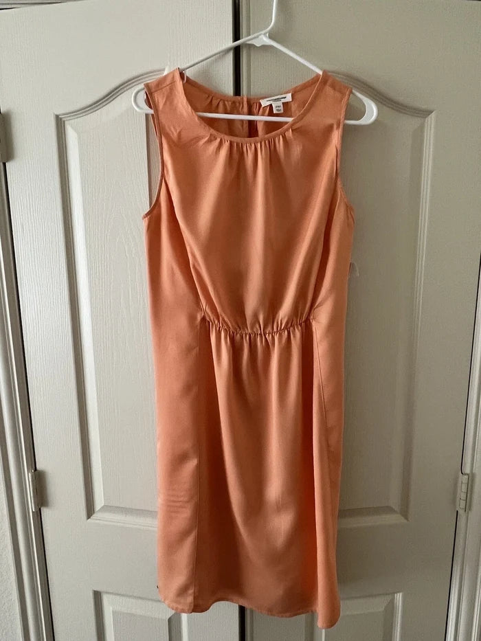 Women's BEACHLUNCHLOUNGE Peach Sleeveless Ruched Waist Dress Size S NWT