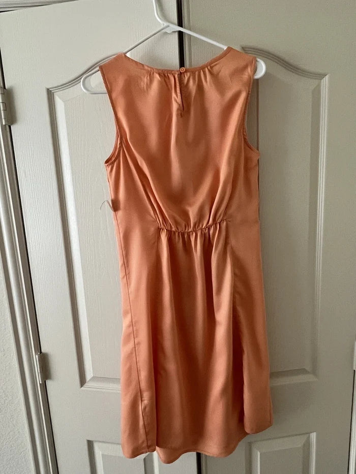 Women's BEACHLUNCHLOUNGE Peach Sleeveless Ruched Waist Dress Size S NWT